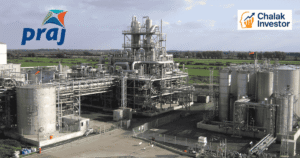 Praj Industries का ethanol plant facility, leading bio energy company in India, दिखाती हुई फोटो।